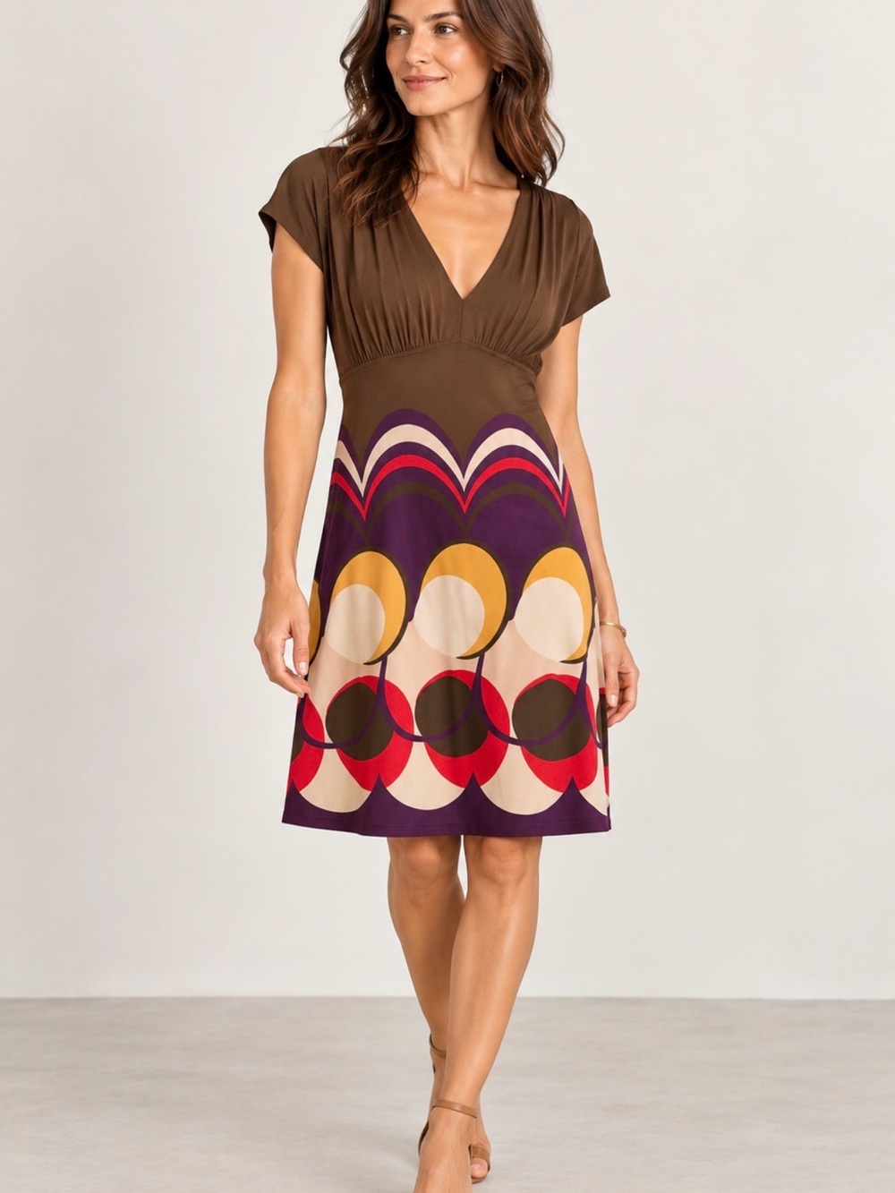 Weekend Max Mara Geometric Print V-Neck Dress – Size M